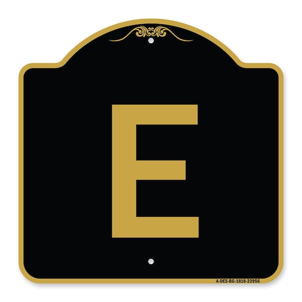 Signmission Designer Series Sign-Sign W/ Letter E, Black & Gold Aluminum Sign, 18" x 18", BG-1818-22956 A-DES-BG-1818-22956 - main